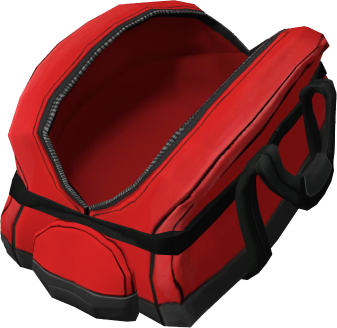 Red Duffel Bag (Open). Red Duffel Bag (Open).