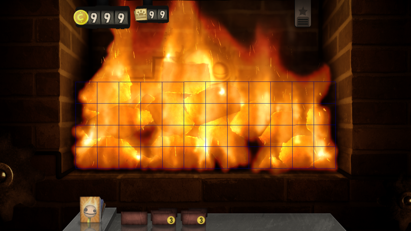 Mode 6 draws a grid on the lower half of the fireplace.