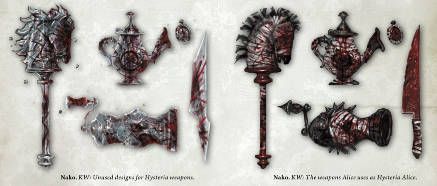 Used and unused weapon forms for Hysteria Alice. Used and unused weapon forms for Hysteria Alice.