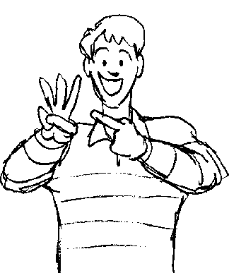 Steve counting, perhaps saying how many clues have been found. Steve counting, perhaps saying how many clues have been found.