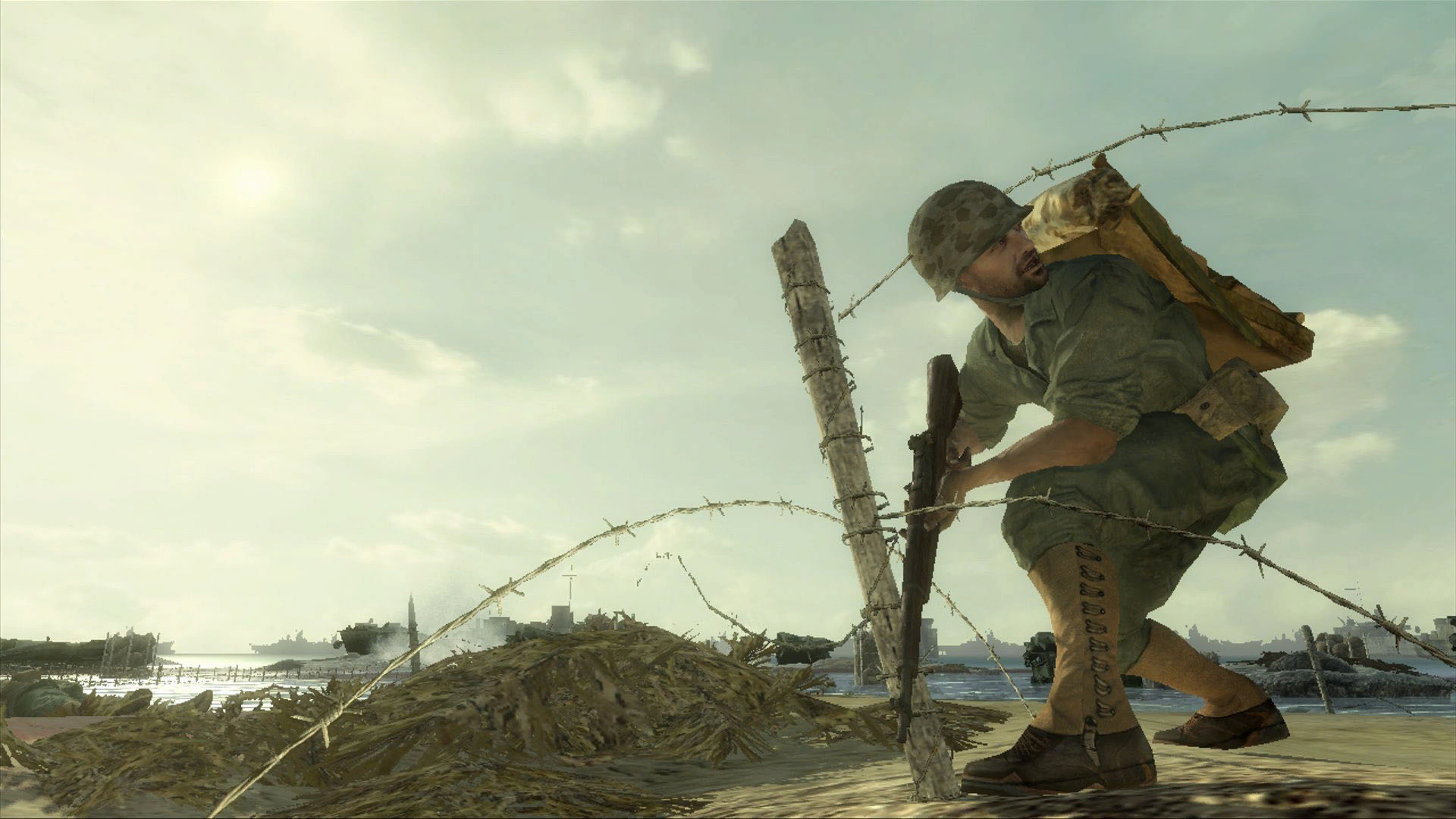 A Marine on the beach.