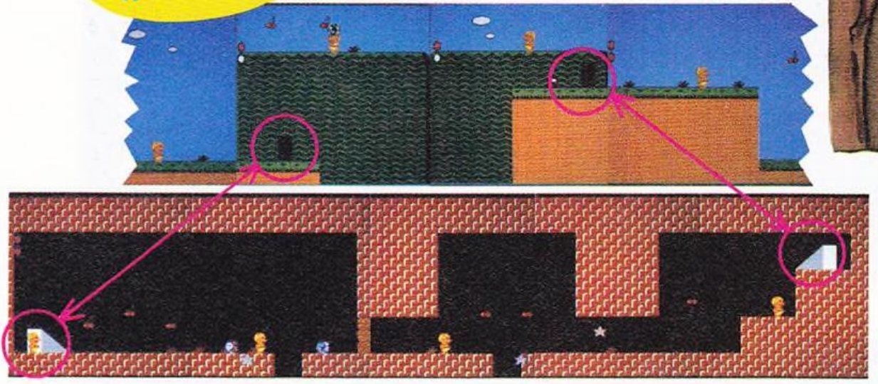 Early iteration of 1-2 (#2). The layout is pretty different, especially in the middle section, where no ladder is present. There are fewer plants and enemies than the final, and there is an additional stair at the end of a section.