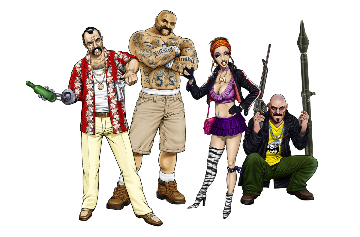 Concept art of the Los Muertos bosses. (2005)