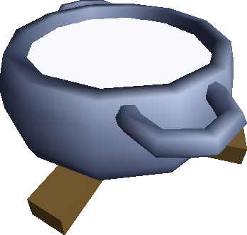 A pot with an unknown white substance inside. A pot with an unknown white substance inside.