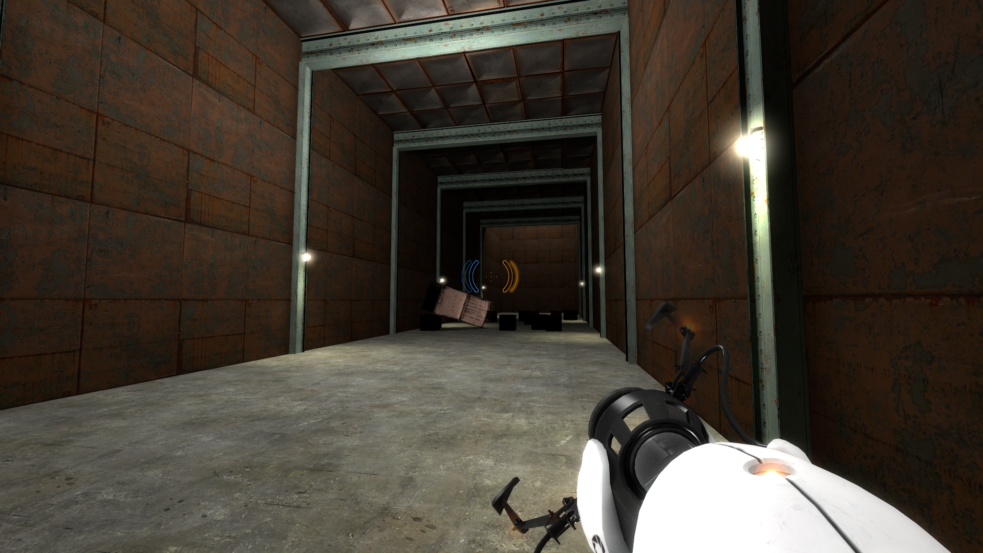 The upper area GLaDOS runs through after shot with rockets. The upper area GLaDOS runs through after shot with rockets.