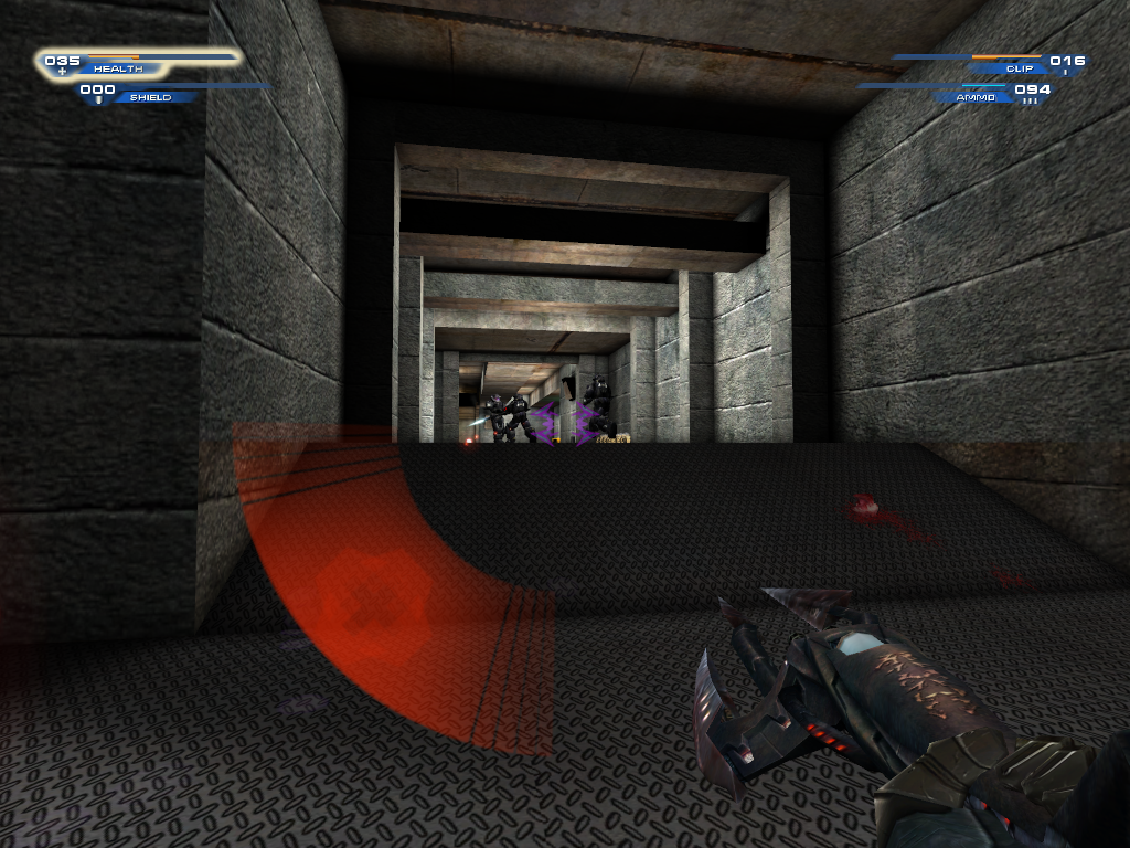 Bots attacking each other and an off-screen bot attacking the player.