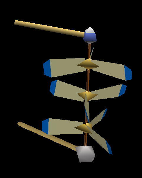 An unused propeller that would, again, be attached to a wall. Its top part that connects the top beam with the vertical beam uses the same texture as the body for PROPE1.