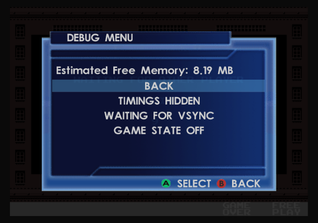 The debug menu. The debug menu.