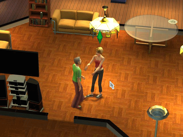 A gif uploaded to Christian Stratton's website showing an early concept pie menu for The Sims 2.