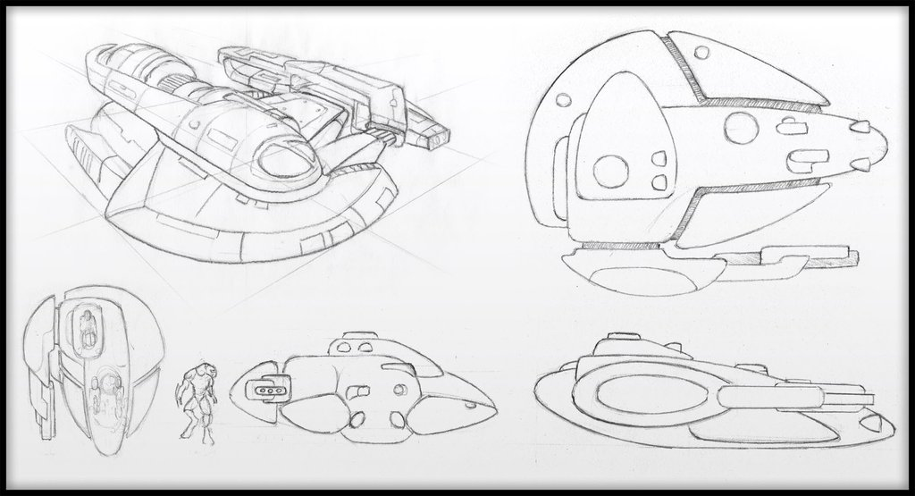 A concept for a Forerunner Tank. Lehto stated the idea was to contrast the Covenant and UNSC vehicles.