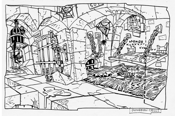 Concept art of an unused dungeon level. Concept art of an unused dungeon level.