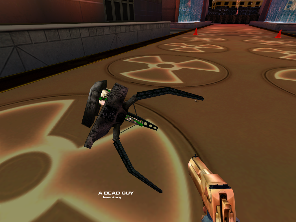 A destroyed Turret Tripod. It appears as a lootable body named "A Dead Guy" until it's "death" animation is complete. A destroyed Turret Tripod. It appears as a lootable body named "A Dead Guy" until it's "death" animation is complete.