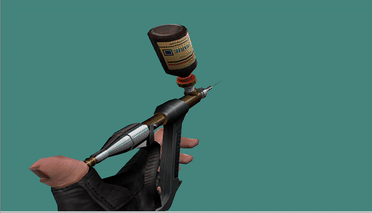 Throwing the syringe gun away. Throwing the syringe gun away.