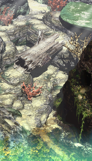 Ripped scene background showing the inaccessible cave on the right.