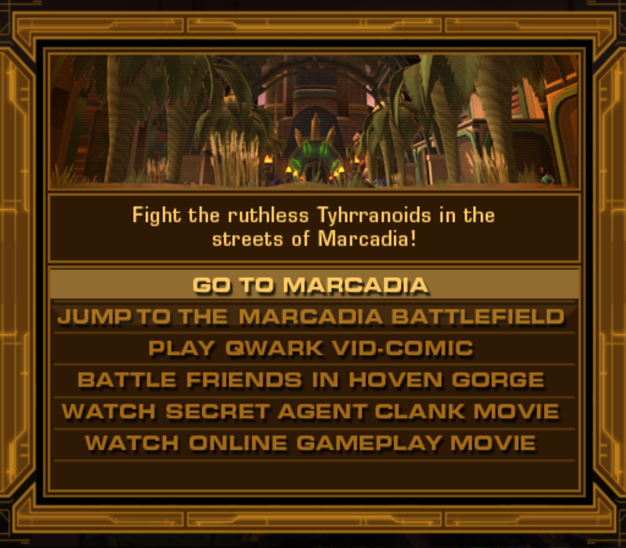 The game boots to a main menu listing the available demo content The game boots to a main menu listing the available demo content