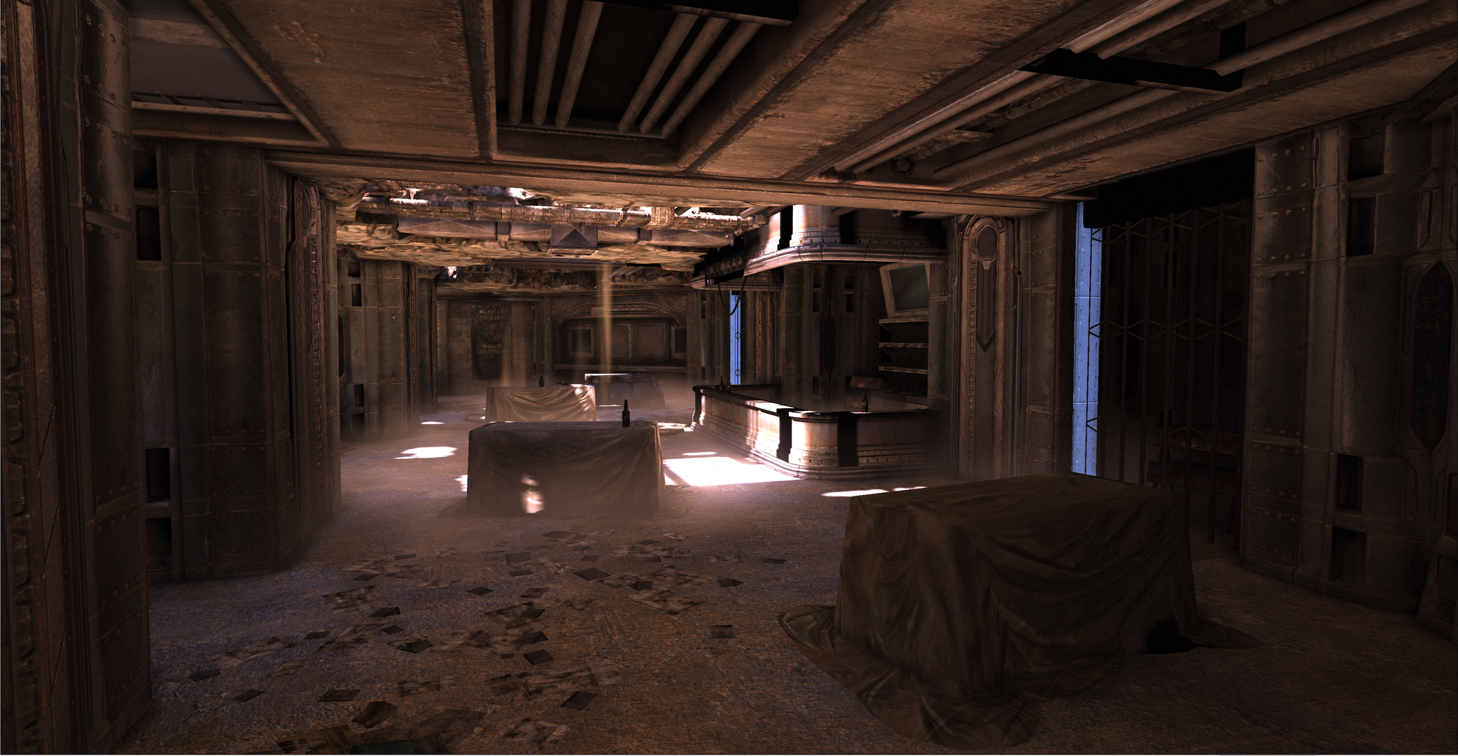 Closed off concessions stand above grenade spawn.