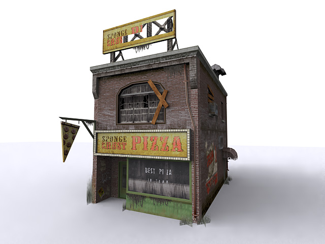 The pizza parlor in New Coventry, which got redesigned into a police station in the final game but with various references to its previous design remaining.