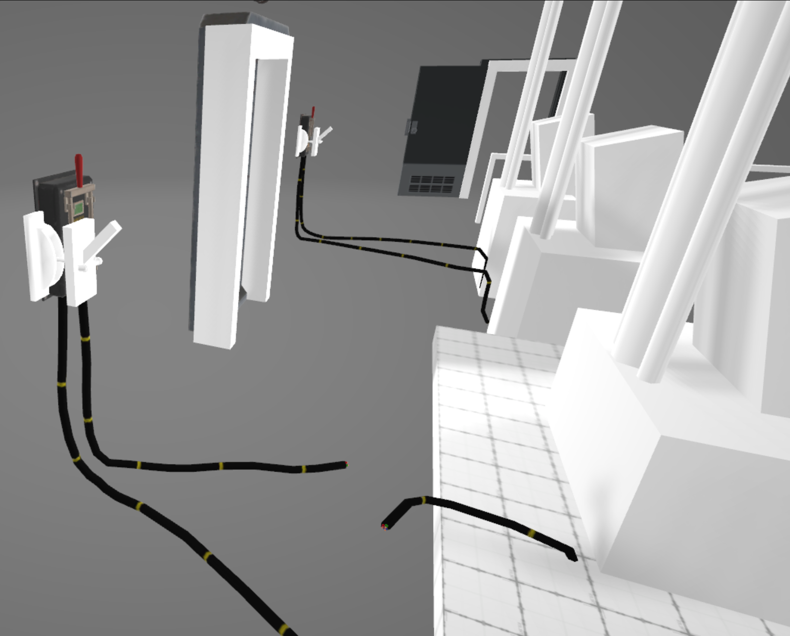 The placeholder levers for the pod room.