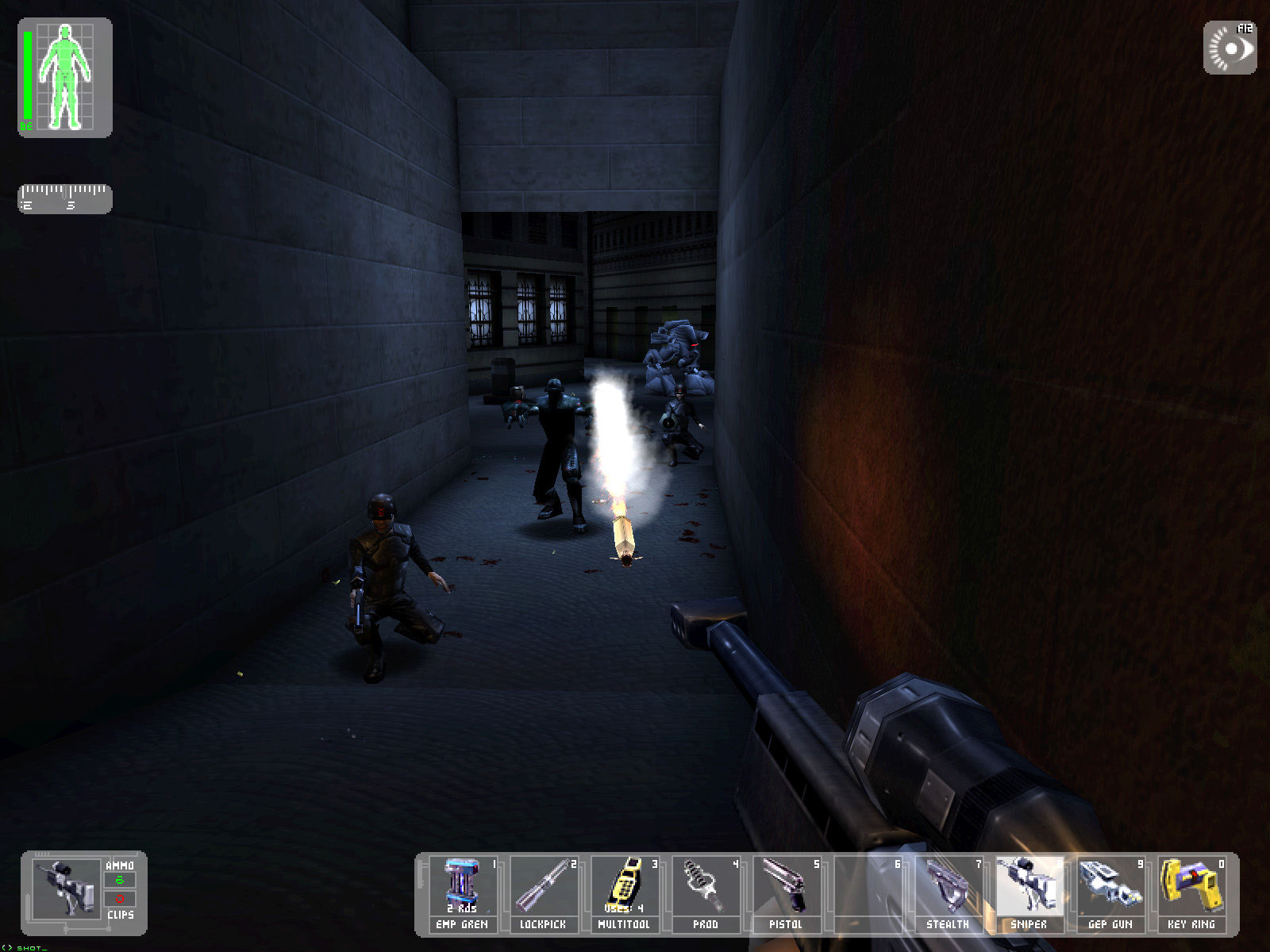 Cathedral, close to final, ammo text still missing from weapon icons, sniper rifles can not be used by AI while crouching in final.