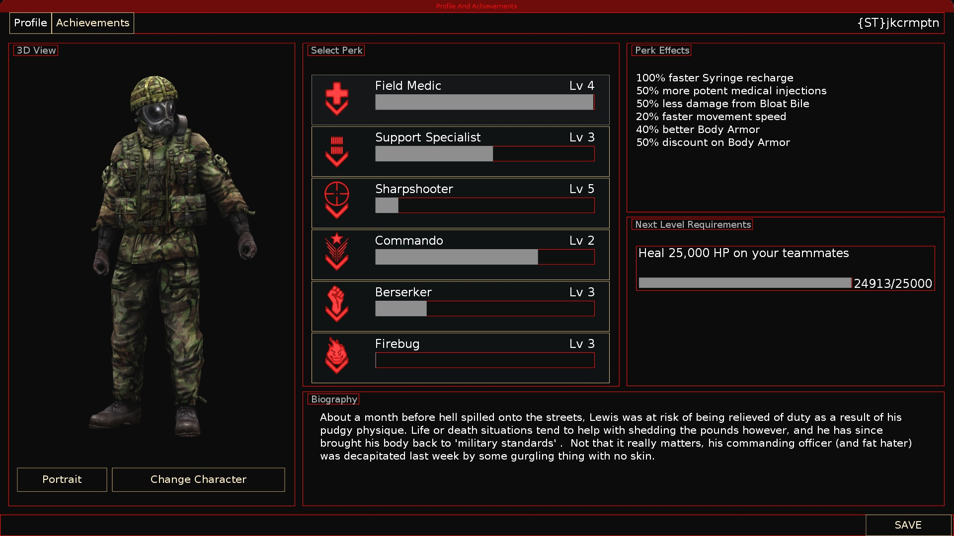 The old perk selection menu. The old perk selection menu.