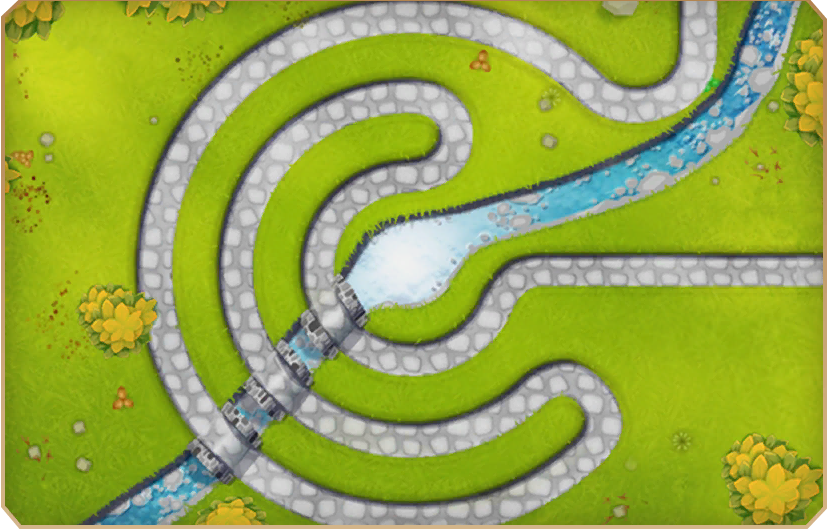 Park Path. A slightly edited copy of its BTD5 Mobile rendition. There are less trees and the bridges are stone, not wood.