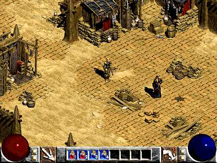 An old image of Lut Gholein. The interface was very different and had the old D1-style potions display.