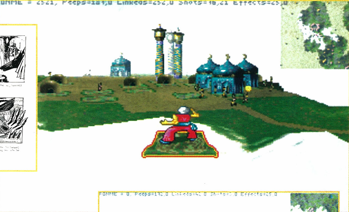 The very early protagonist design with early building and civilian graphics The very early protagonist design with early building and civilian graphics