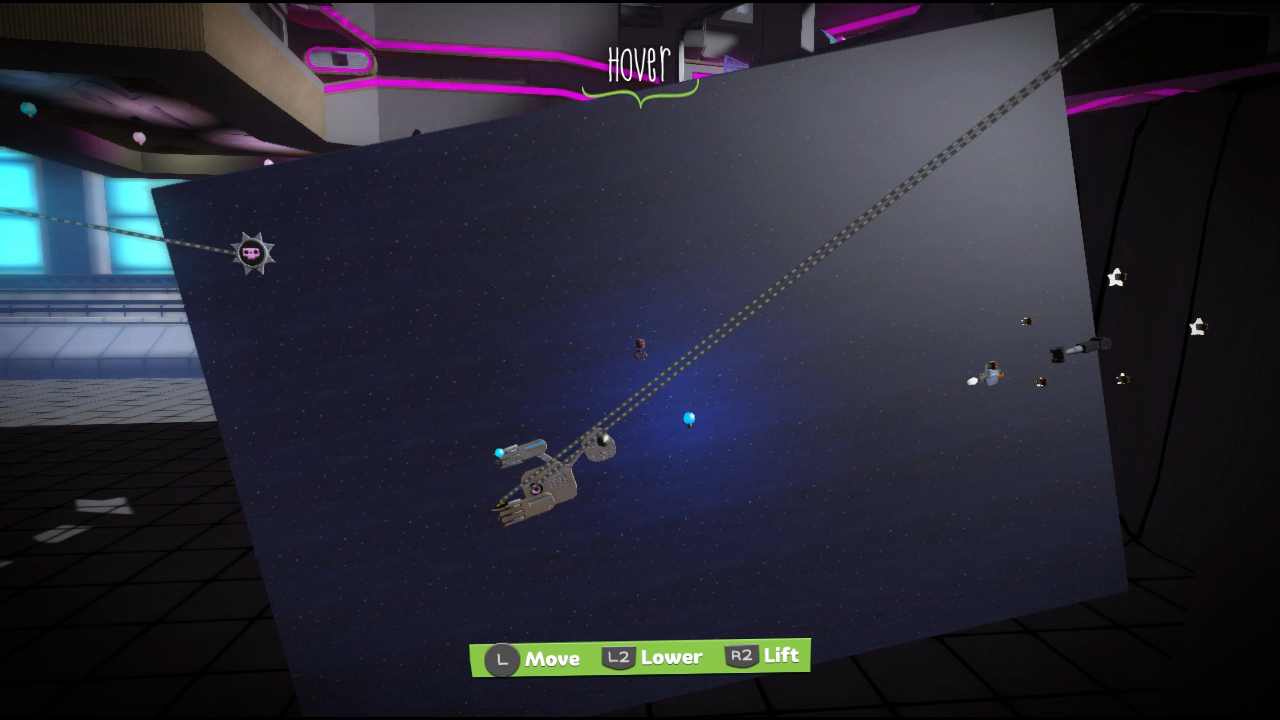 Screenshot of Huge Spaceship VS showing the objects used in last shot of the post-race cutscene. Screenshot of Huge Spaceship VS showing the objects used in last shot of the post-race cutscene.
