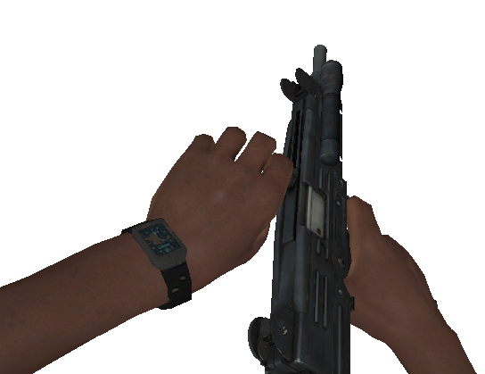 The Submachine Gun's unused cocking animation.