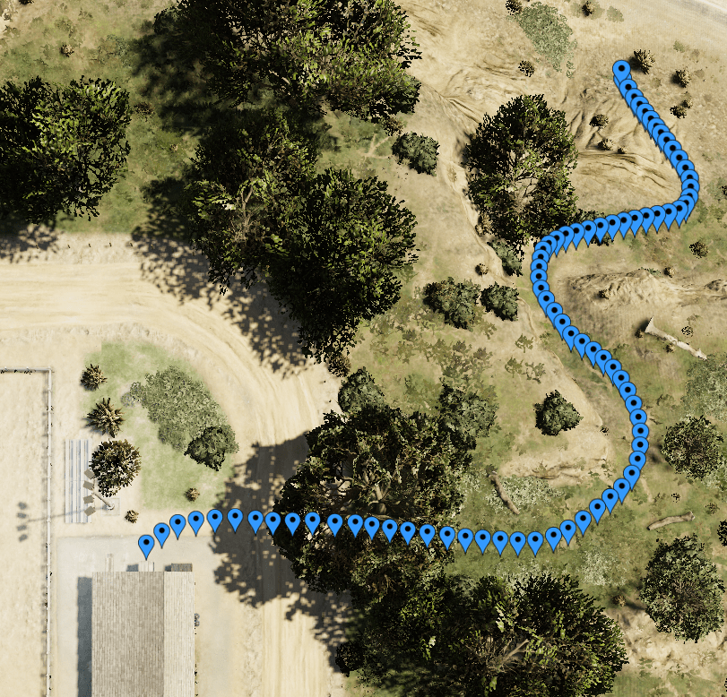 The positions rendered in-game. (Each blue marker is a position.) The positions rendered in-game. (Each blue marker is a position.)