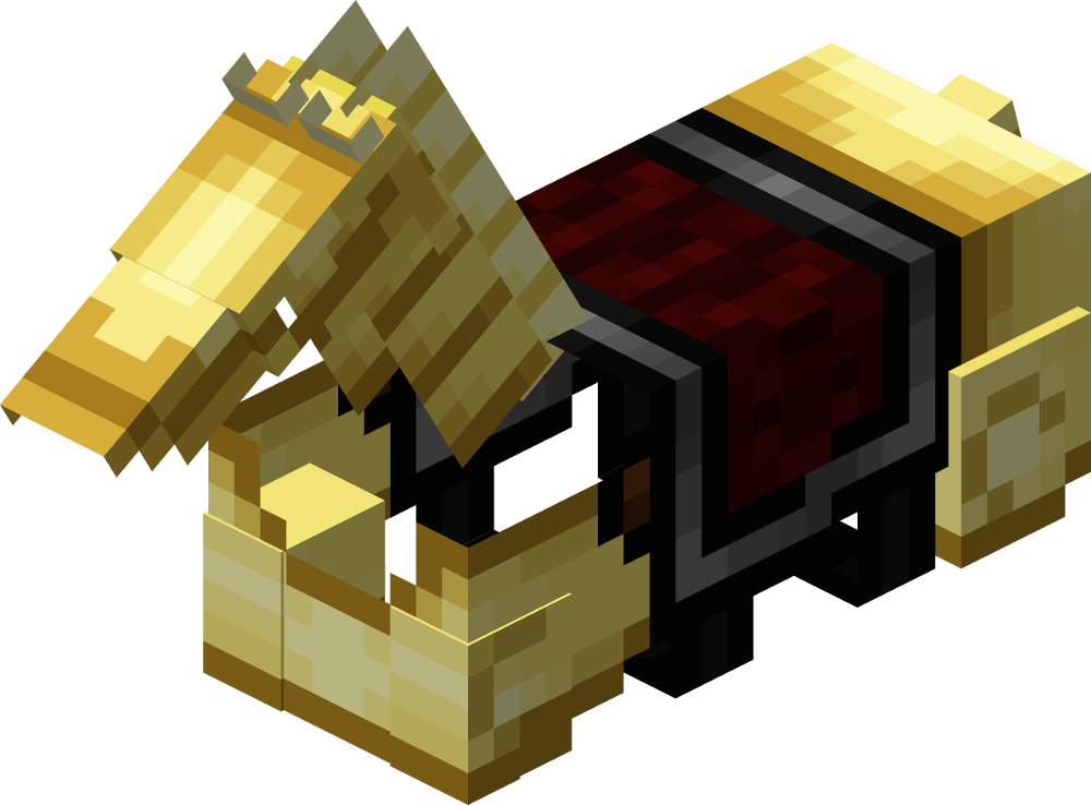 An isometric render of gold horse armor in 13w16a.