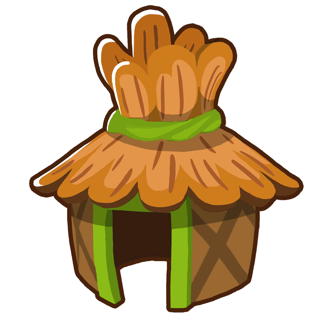 Unused version of 0-0-0 Monkey Village Tower Icon, shows some minor differences such as the style being different, and no campfire included to the right of the village. This design for the village is present in the game's icon for support towers in the towers menu.