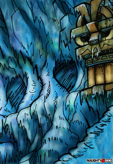 Concept art of the Snow levels (cliff). Concept art of the Snow levels (cliff).