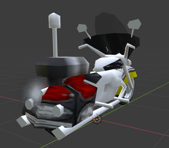 Rear quarters view of the model.