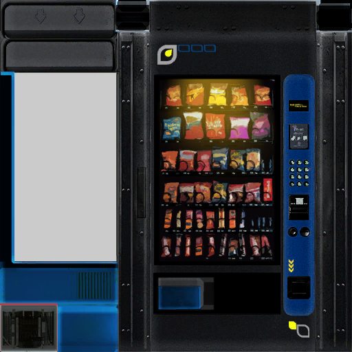 Blue vending machine.
