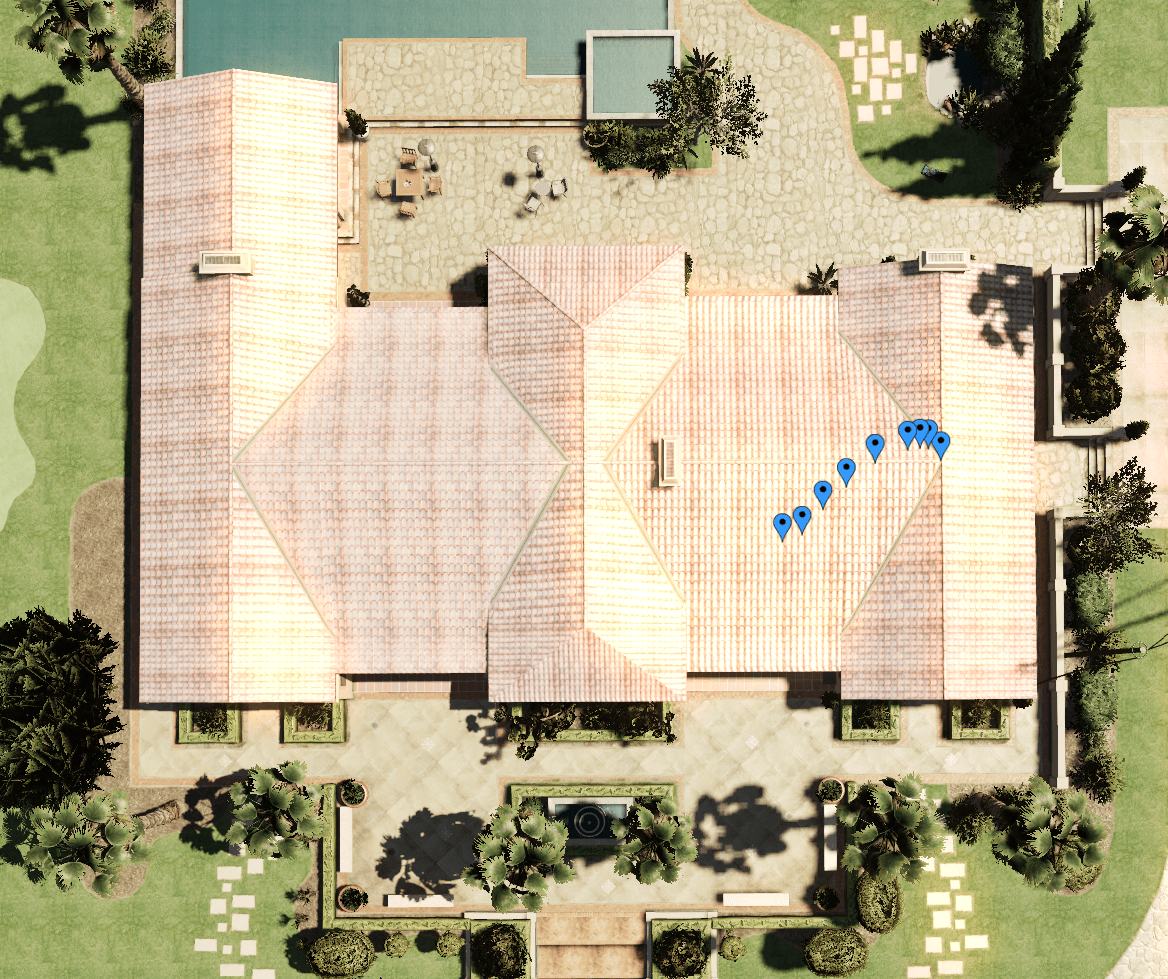 The positions rendered in-game. (Each blue marker is a position.) The positions rendered in-game. (Each blue marker is a position.)