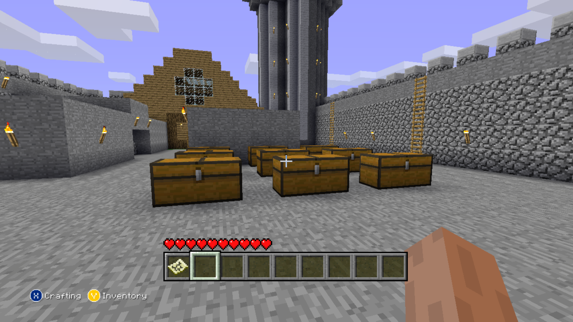 A view of the debug chests present in the castle. A view of the debug chests present in the castle.