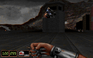 A (Red) Ninja shoots a first person Railgun graphic at the player. Again.