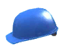 A blue hard hat, looking like the ones that Phenotrans agents wear.
