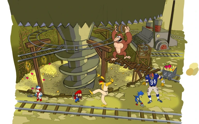 "I had time to throw down a quick color palette for this one, plus add a few enemy NPC characters for scale, to inform the 3D environment modelers and texture artists." "I had time to throw down a quick color palette for this one, plus add a few enemy NPC characters for scale, to inform the 3D environment modelers and texture artists."