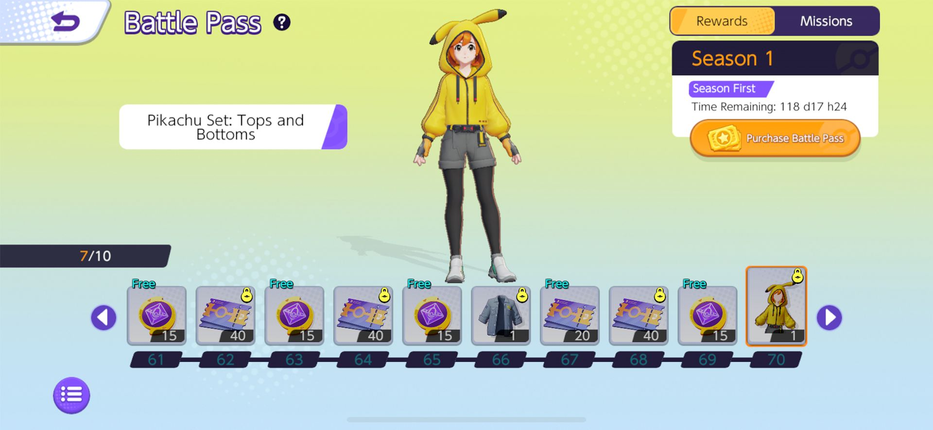 Early Battle Pass menu.