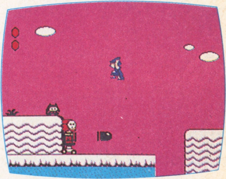 Resembles a portion of 4-3. Note the Autobomb's bullet projectile. (A screenshot that appeared in both magazine advertisements and in the flyer mentioned above.)