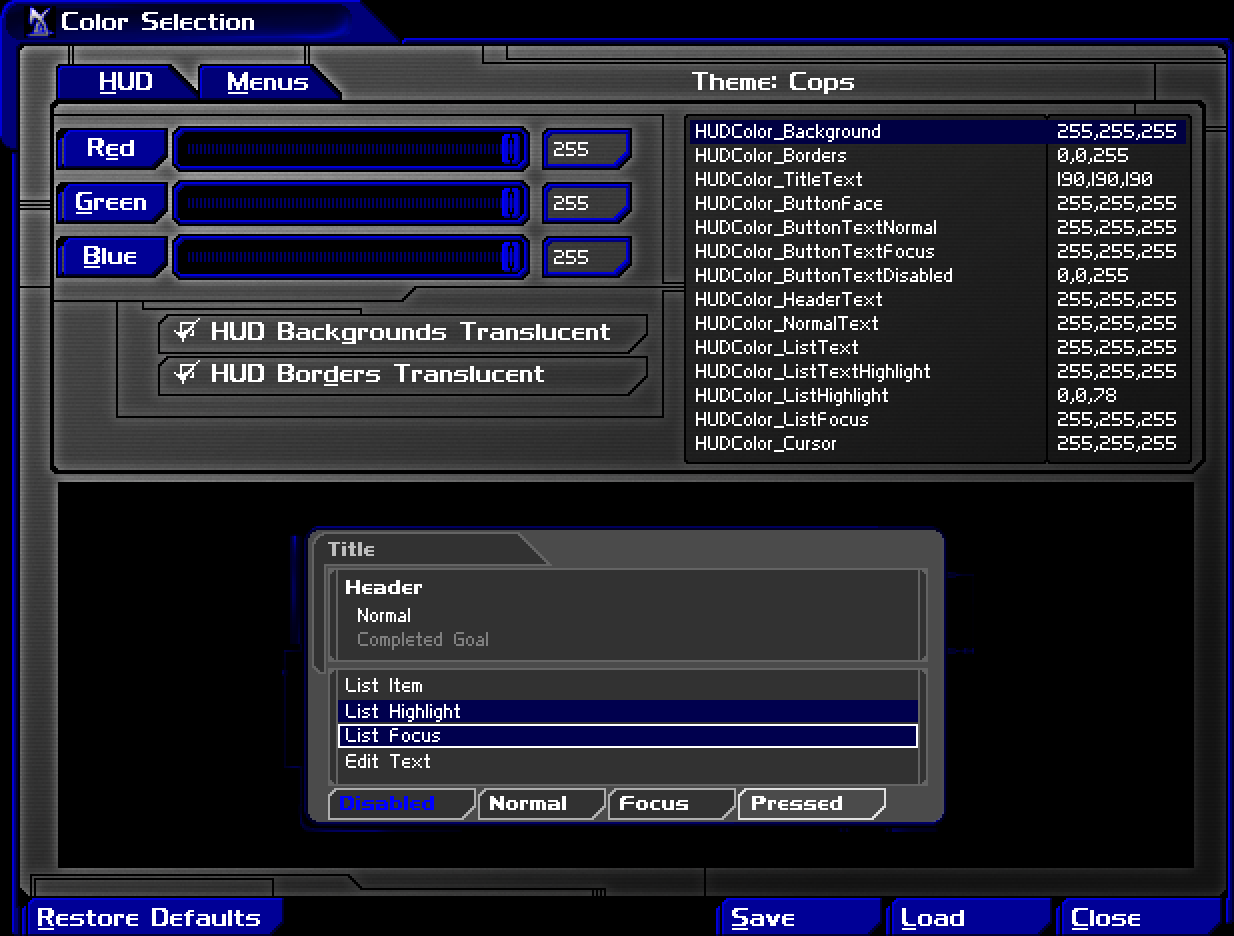 Ditto for HUD themes.