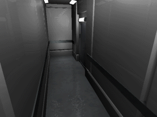 View facing the opposite direction of the previous image. This door leads to A1307 and is locked with the reformatted Security Card. When scanned, it shows the image of the doctor holding a card in the Special PPEC Office, just like the door in the final game that uses the reformatted Security Card.