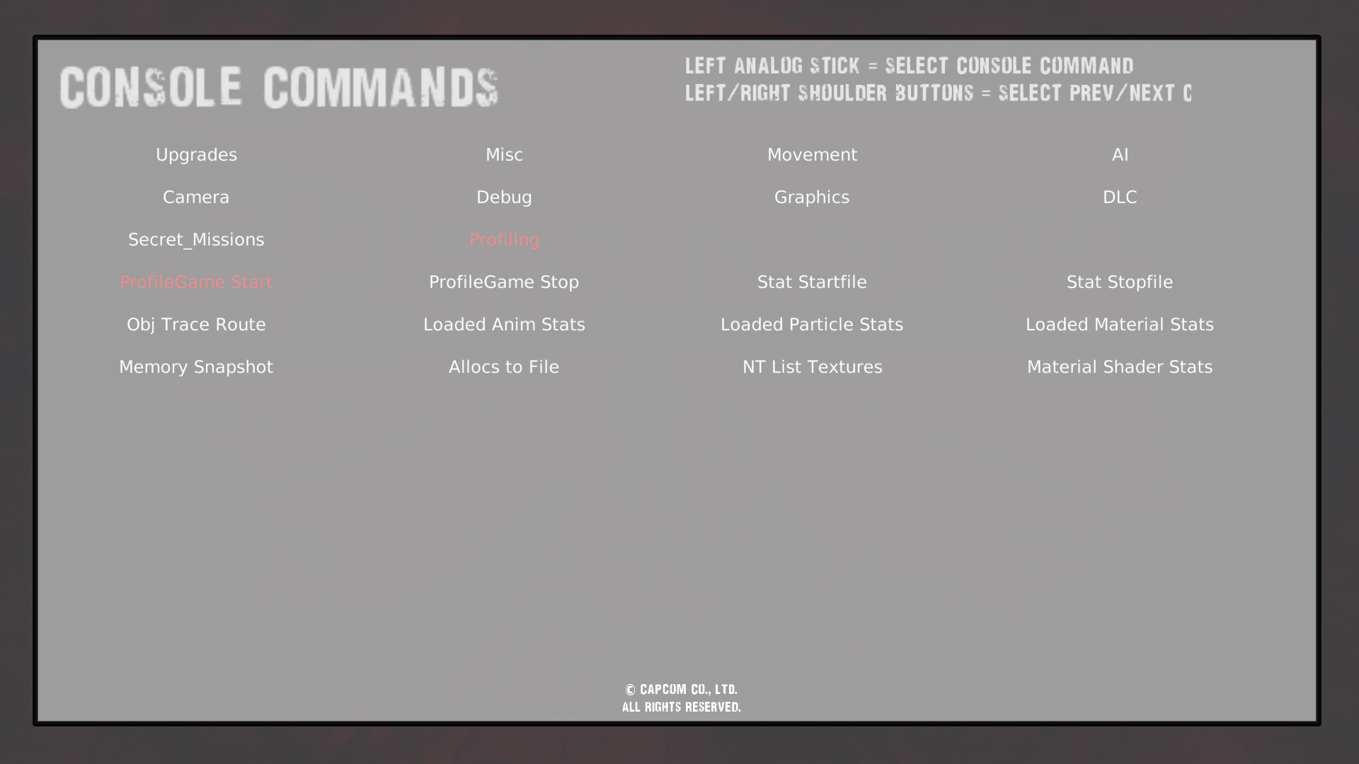 Console Commands - Profiling