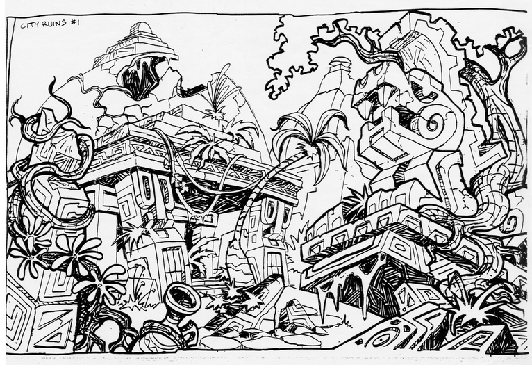 Concept art of the ruins. Concept art of the ruins.