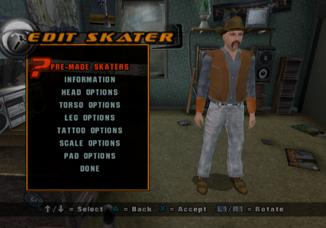 The Gunslinger pre-set reassembled in Create-A-Skater.