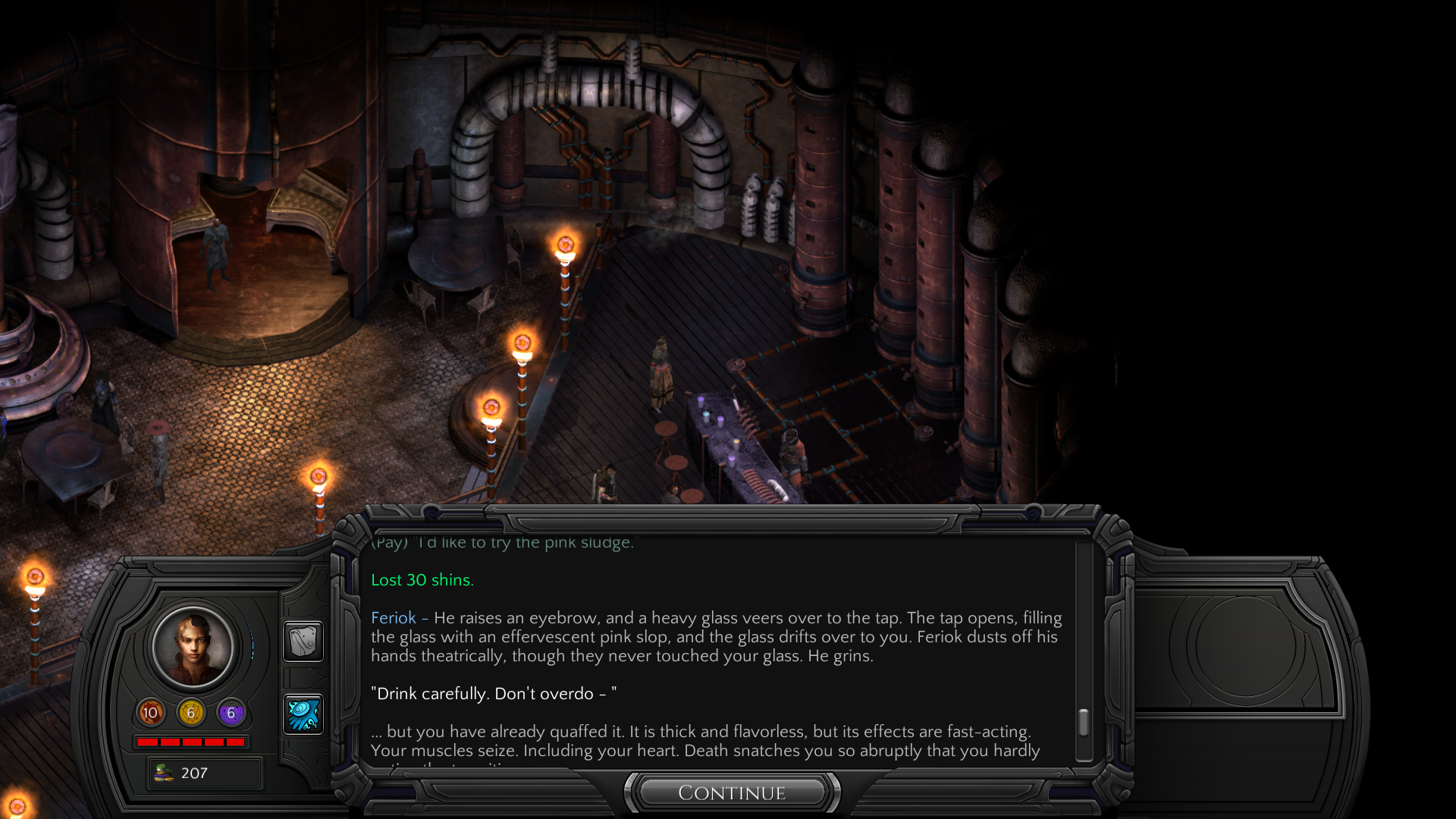 The Fifth Eye - drinks - note that the lower area is now included, unlike the previous beta