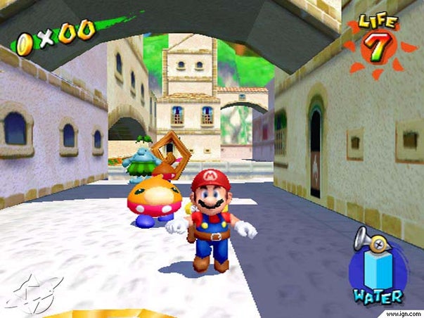 The boat is of its early design, there's more Strollin' Stus, and a blue Pianta is by the stream who doesn't appear in the Plaza in its final version. Just across the stream is another strange pink object like in image #3.