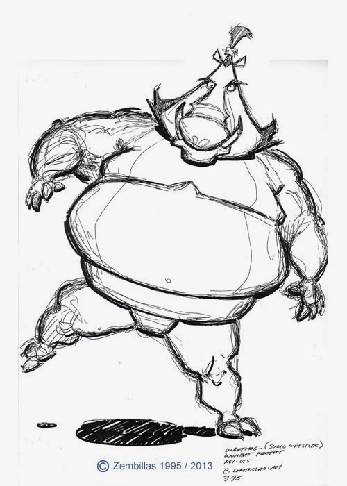 Sketch of a sumo wrestling warthog. Sketch of a sumo wrestling warthog.